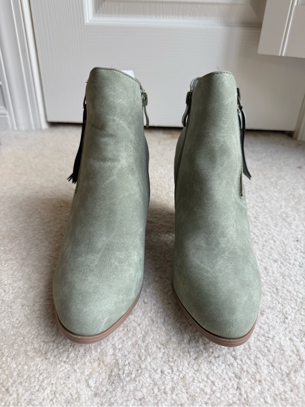 Journee Collection Sage Green Faux Suede Ankle Booties